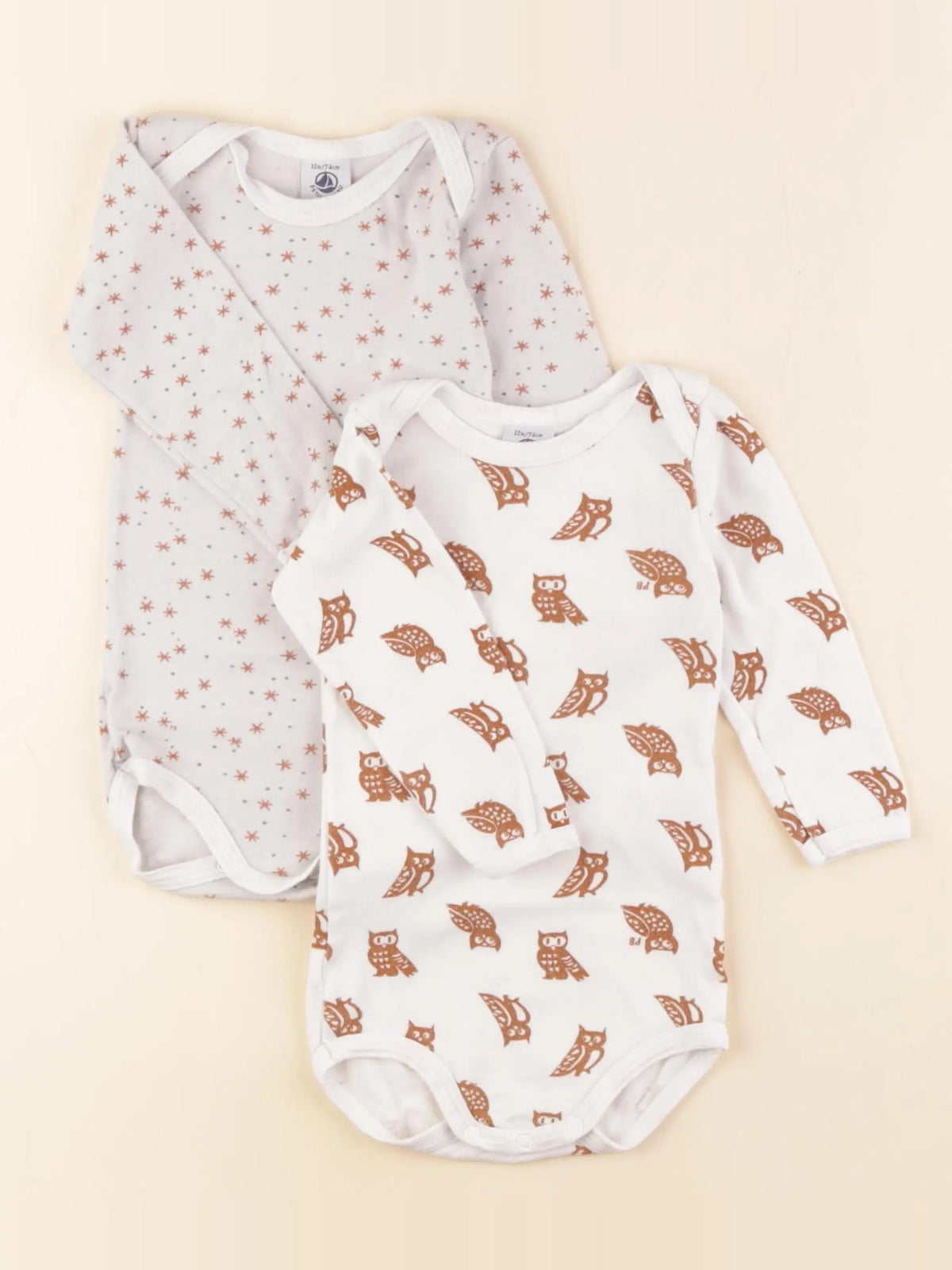 Petit Bateau - body gris, blanc - 12 mois