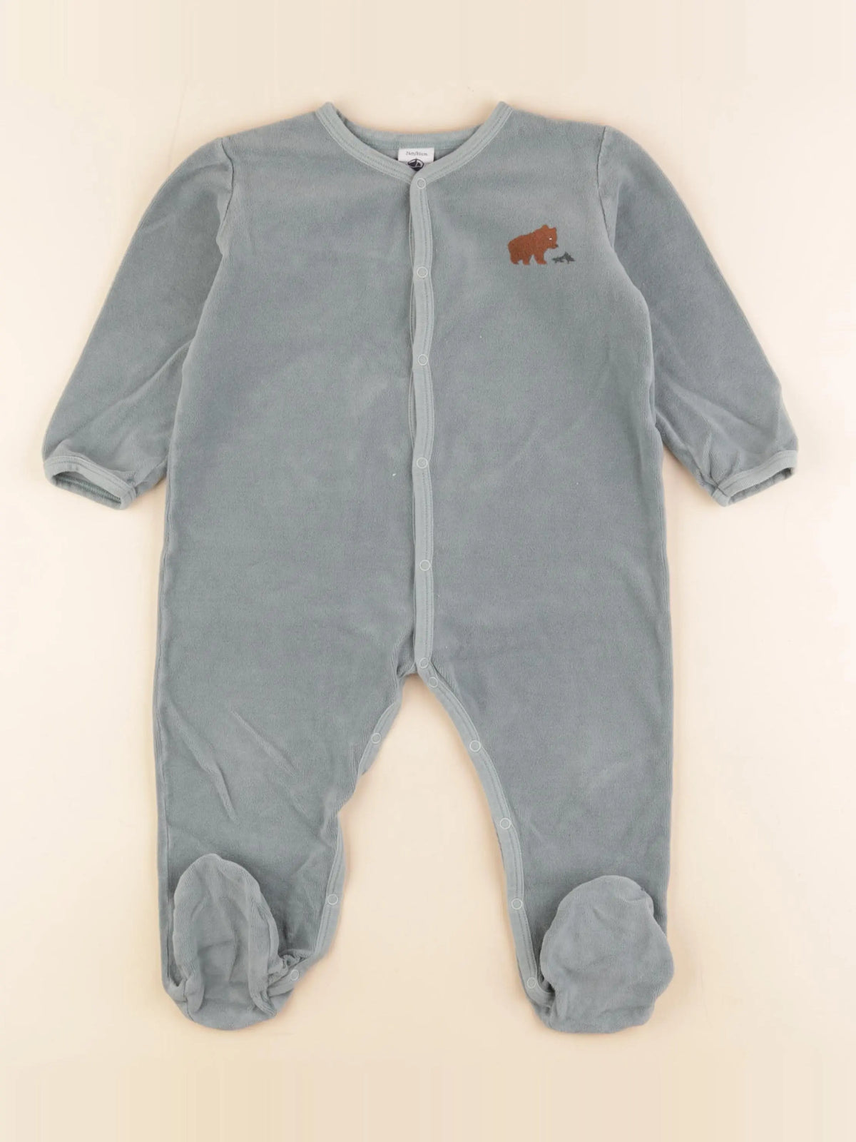 Petit Bateau - pyjama velours vert - 24 mois