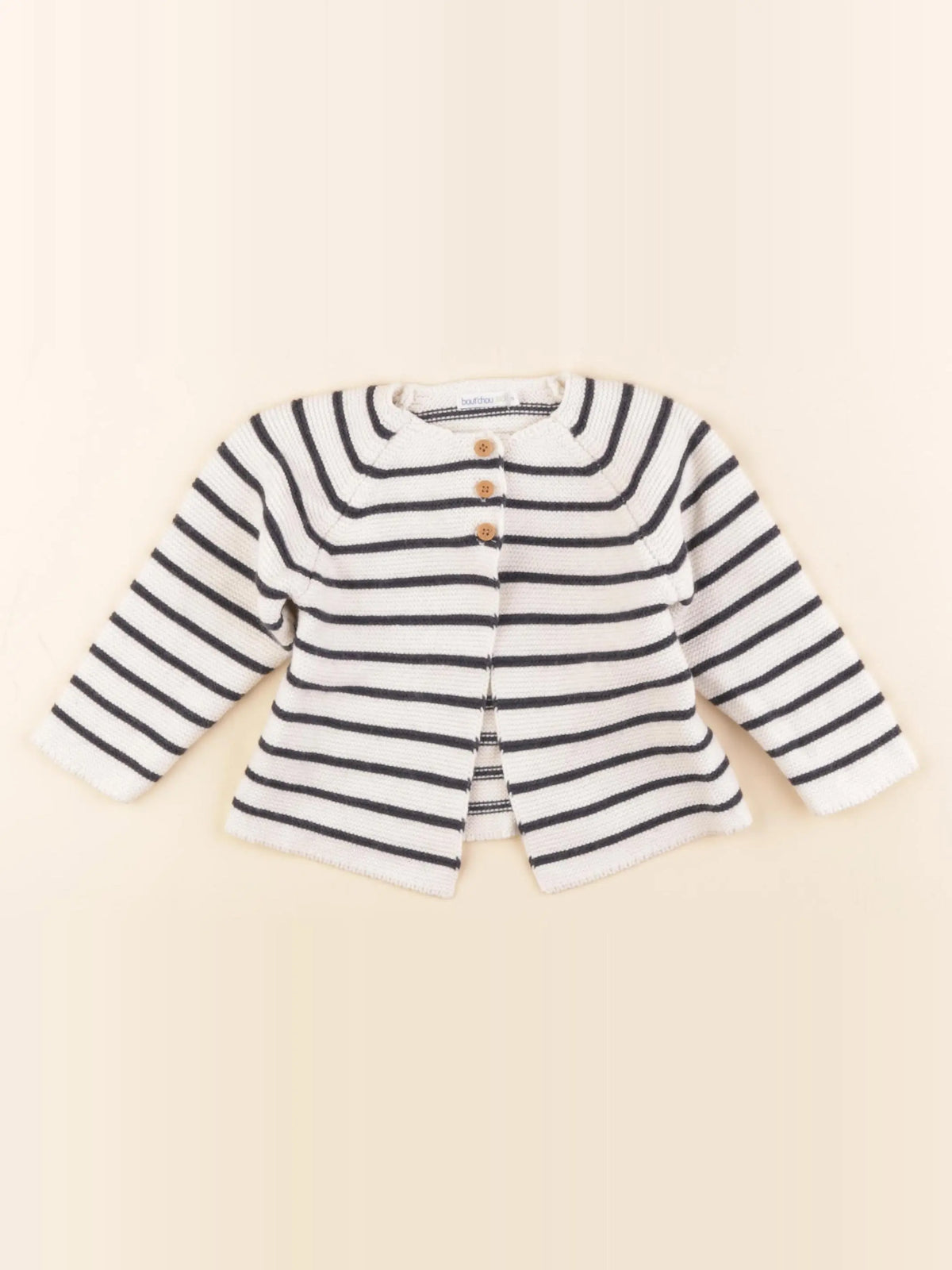 Boutchou - gilet blanc, bleu - 12 mois