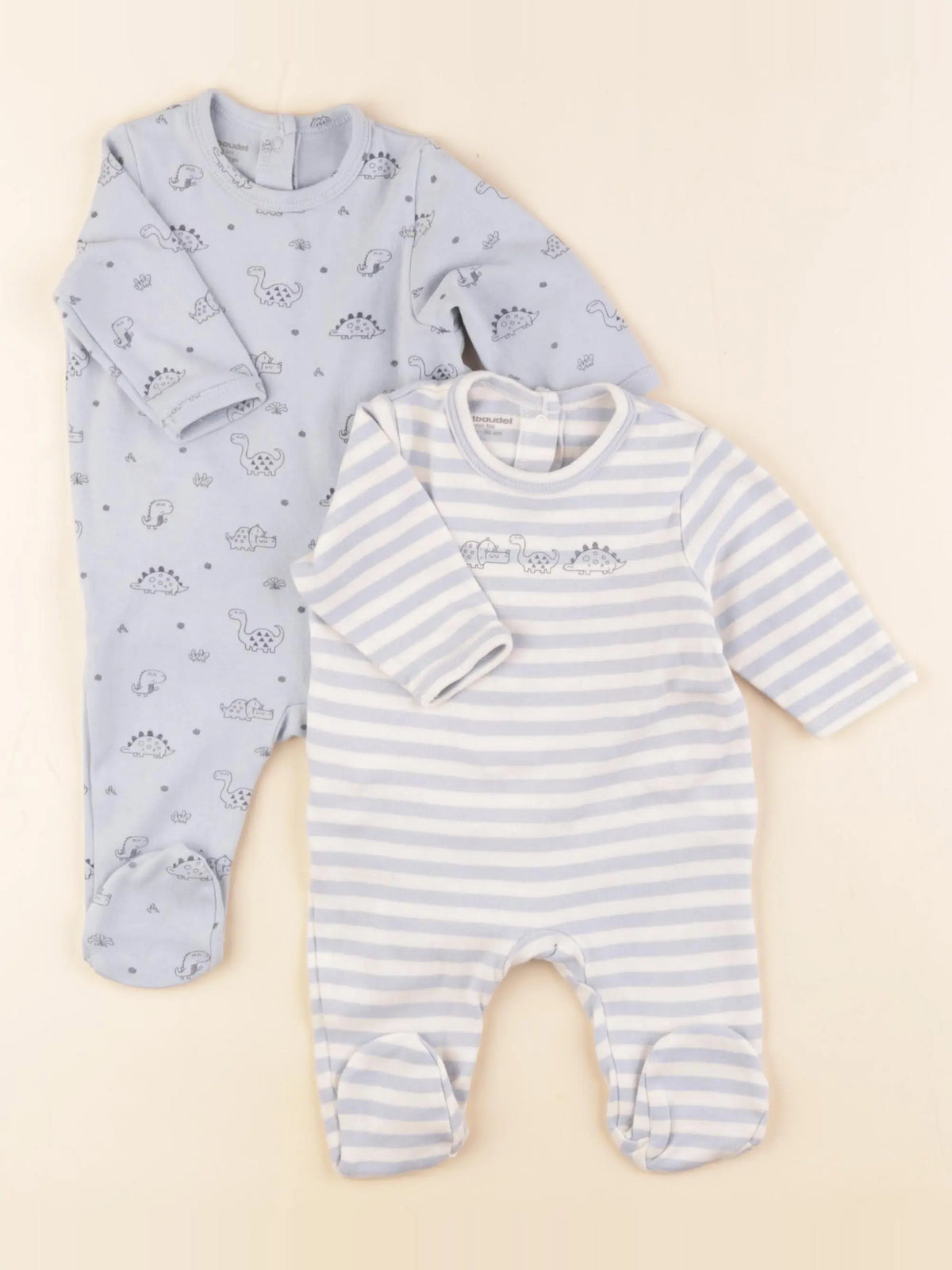 Vertbaudet - lot de 2 pyjamas coton bleu - 3 mois