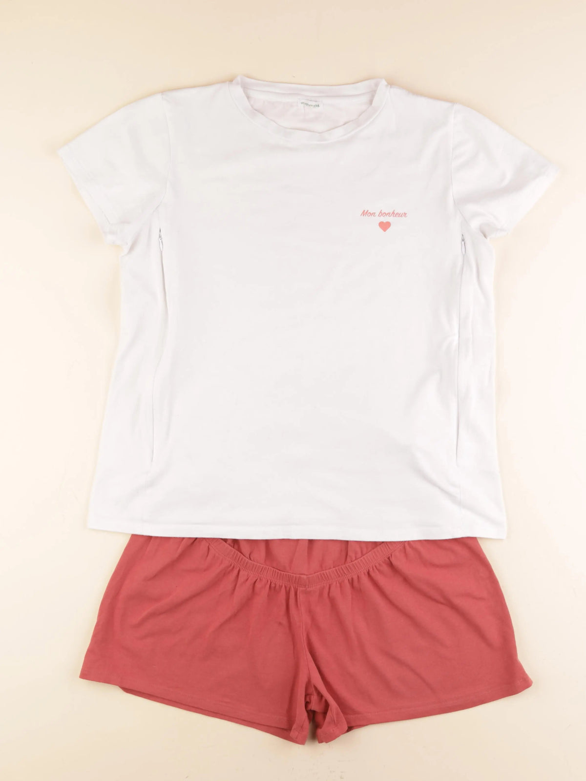 Vertbaudet - pyjama allaitement coton blanc, rose - 38 à 40