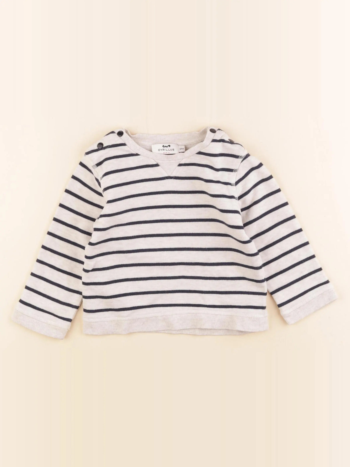 Cyrillus - sweat beige, bleu - 24 mois