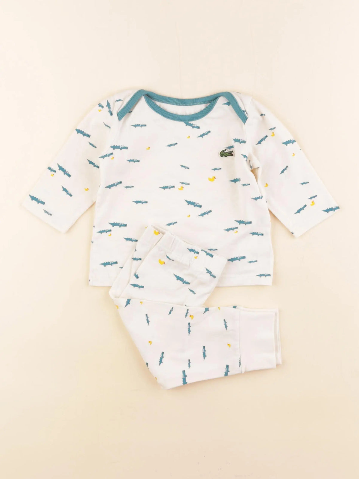 Lacoste - pyjama coton beige, vert - 6 mois