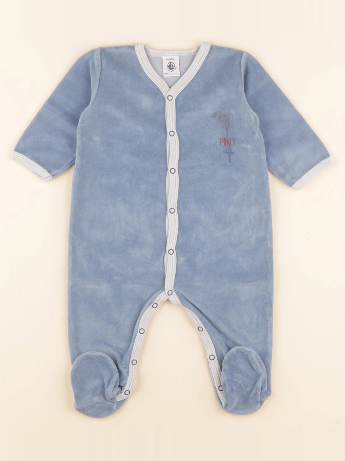 Petit Bateau - pyjama velours bleu - 6 mois