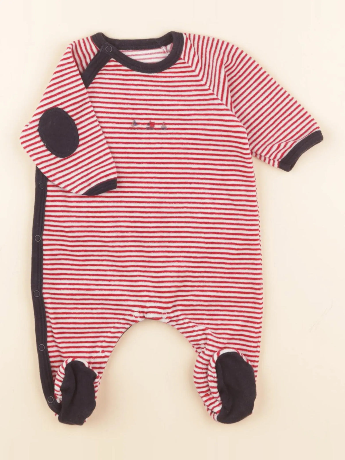 Petit Bateau - pyjama velours rouge - 1 mois