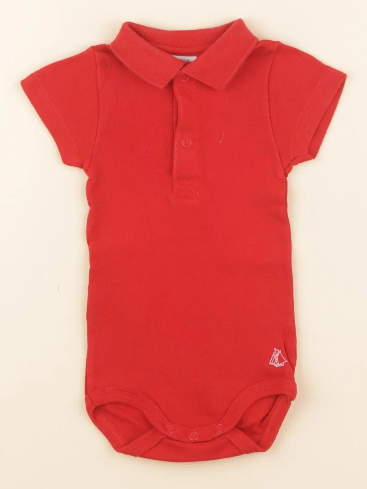Petit Bateau - body à col rouge - 3 mois