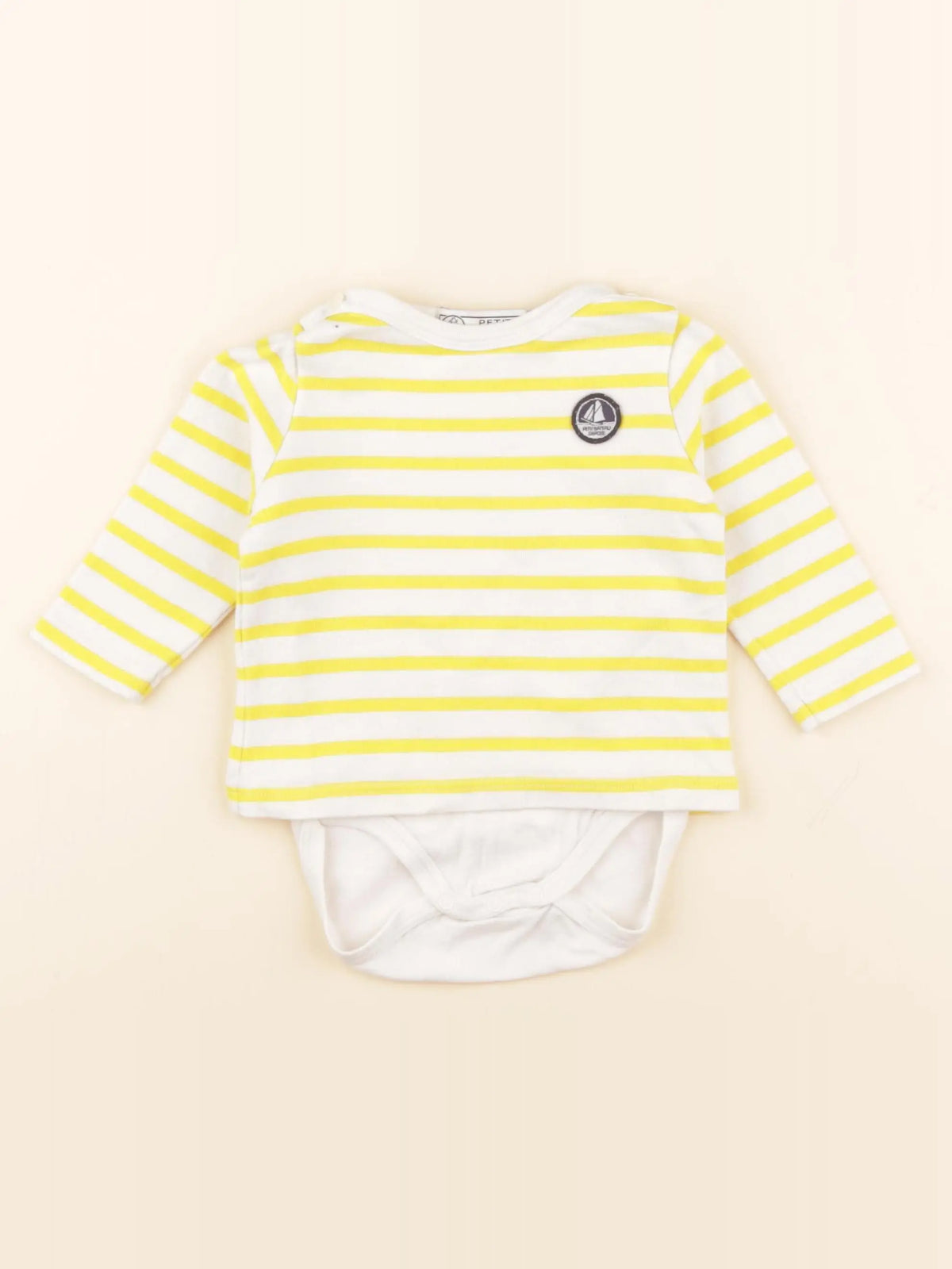 Petit Bateau - body tee-shirt blanc, jaune - 6 mois