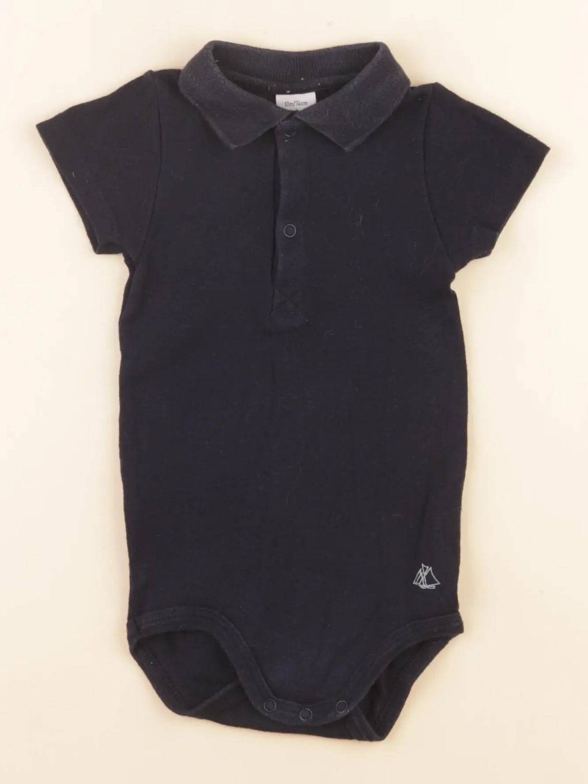 Petit Bateau - body à col bleu - 12 mois