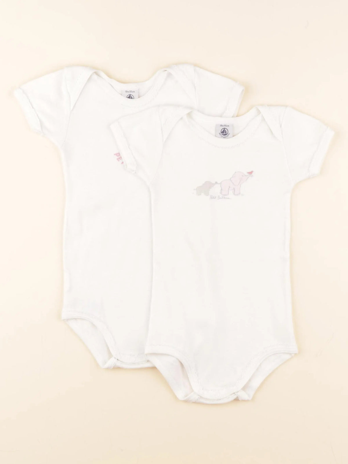 Petit Bateau - lot de 2 bodies en coton blanc - 18 mois