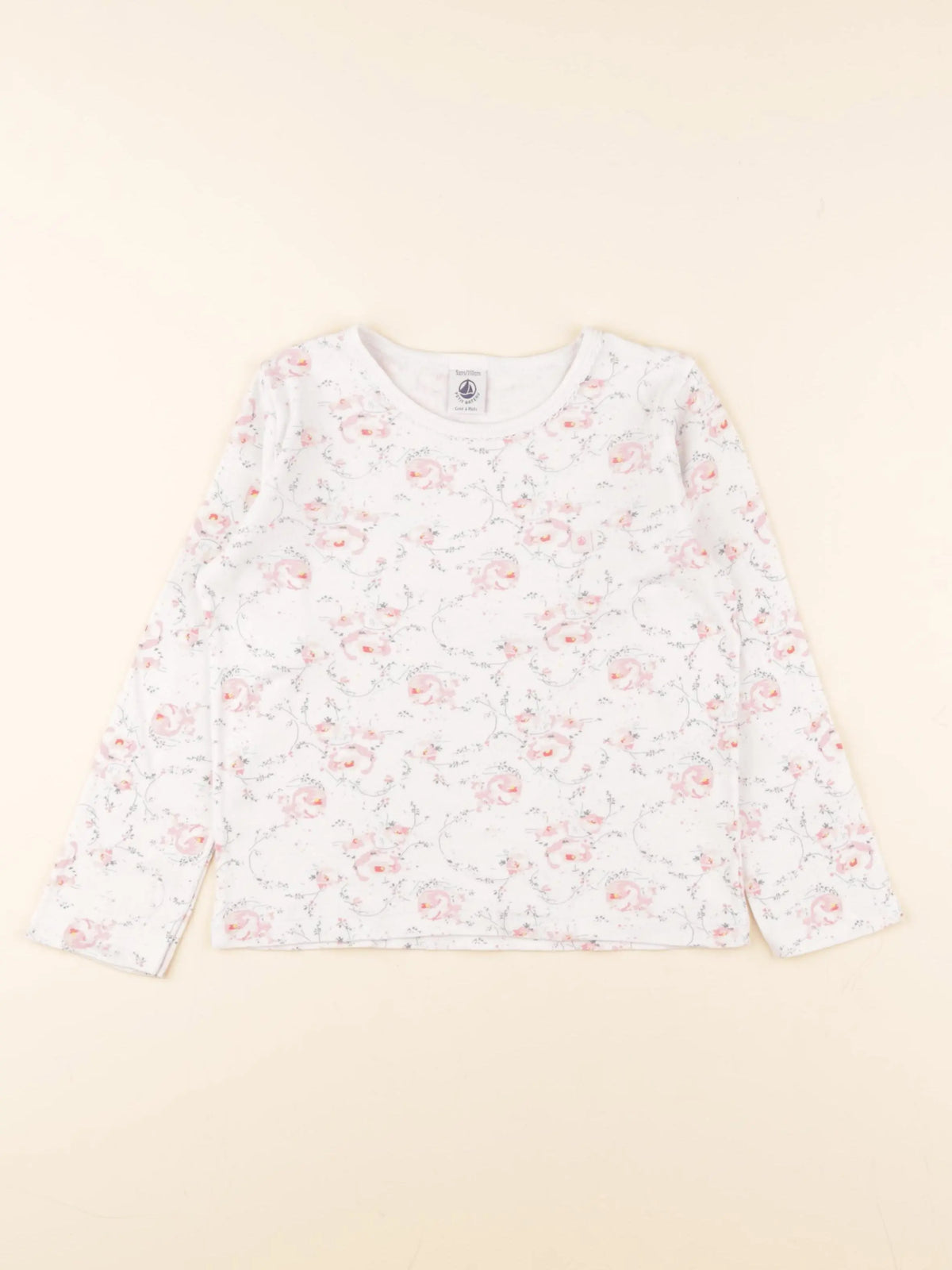 Petit Bateau - maillot de corps blanc, rose - 5 ans