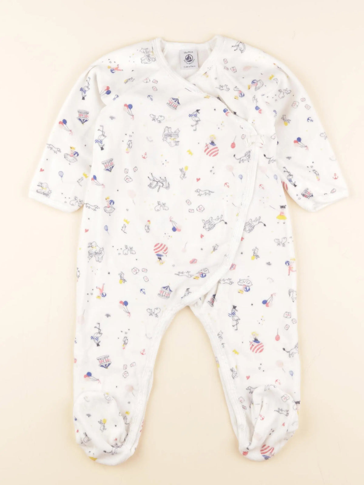 Petit Bateau - pyjama velours blanc, argent - 18 mois