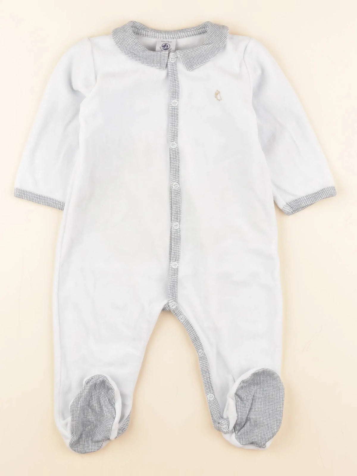 Petit Bateau - pyjama velours bleu - 12 mois