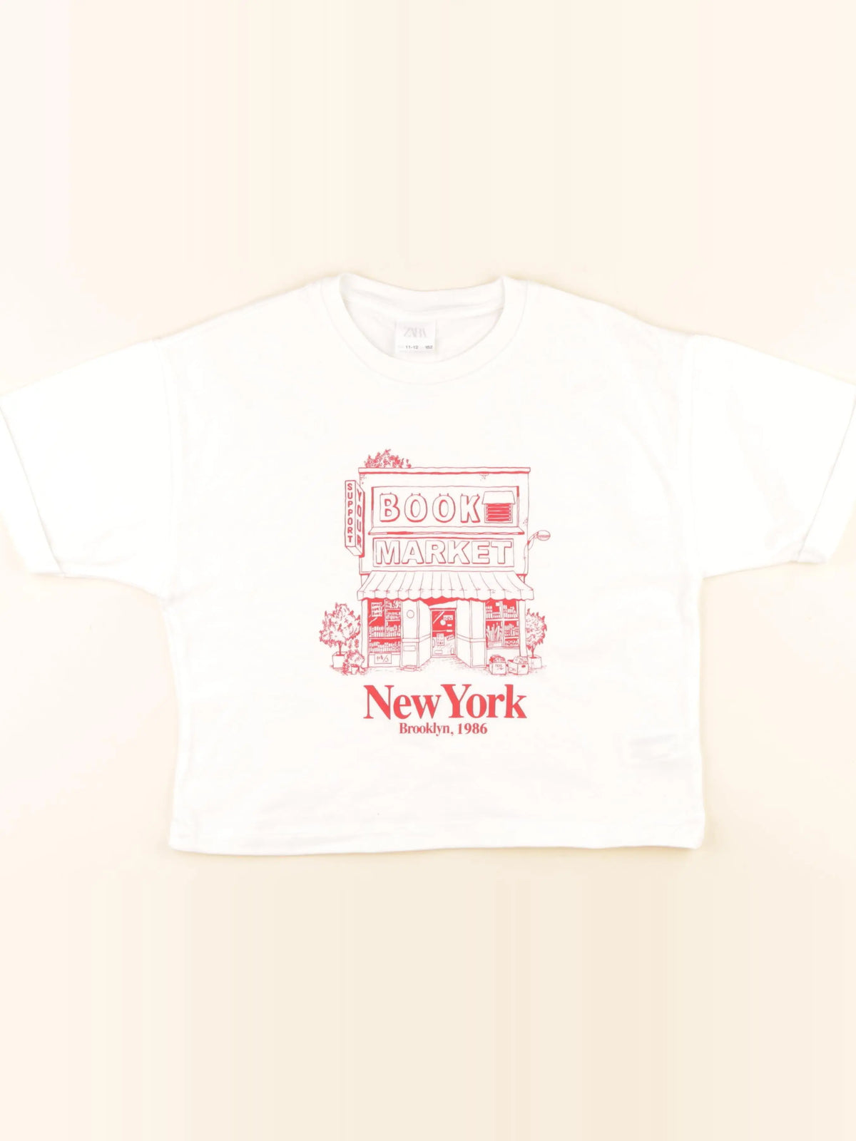 Zara - tee-shirt blanc, rouge - 11/12 ans