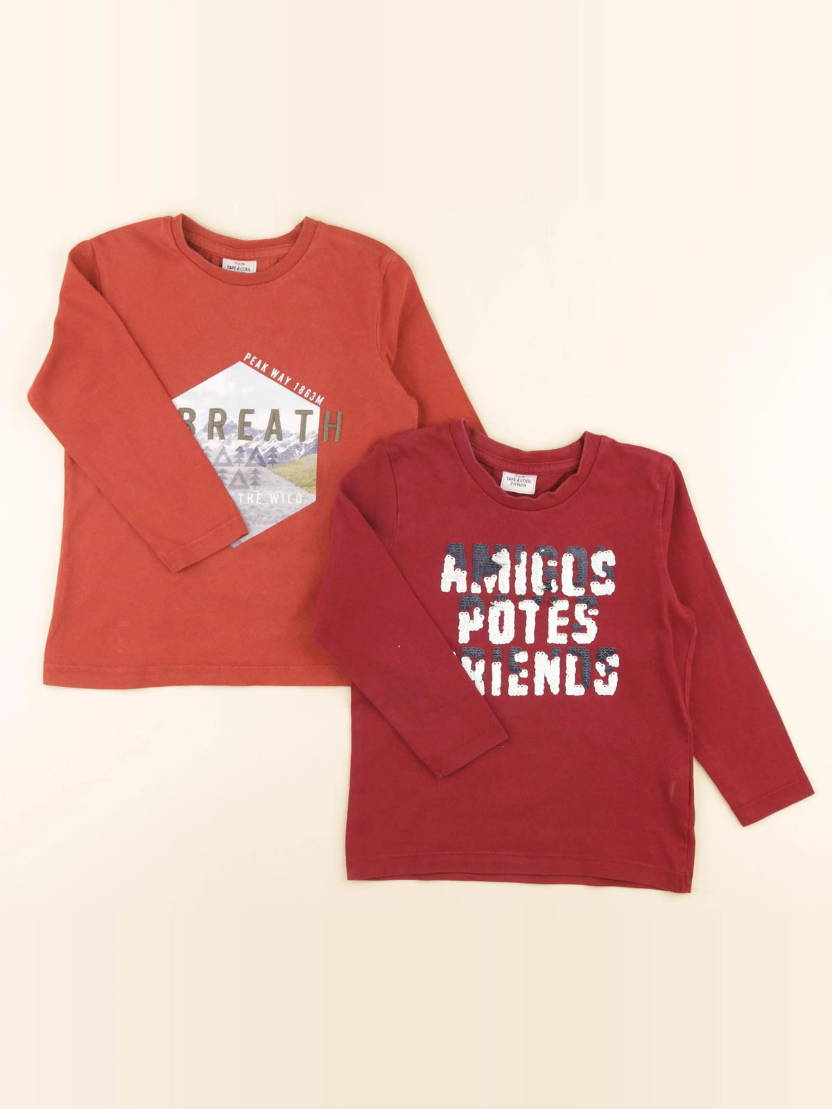 Tape à l'oeil - lot de 2 tee-shirts rouge, orange - 3 ans