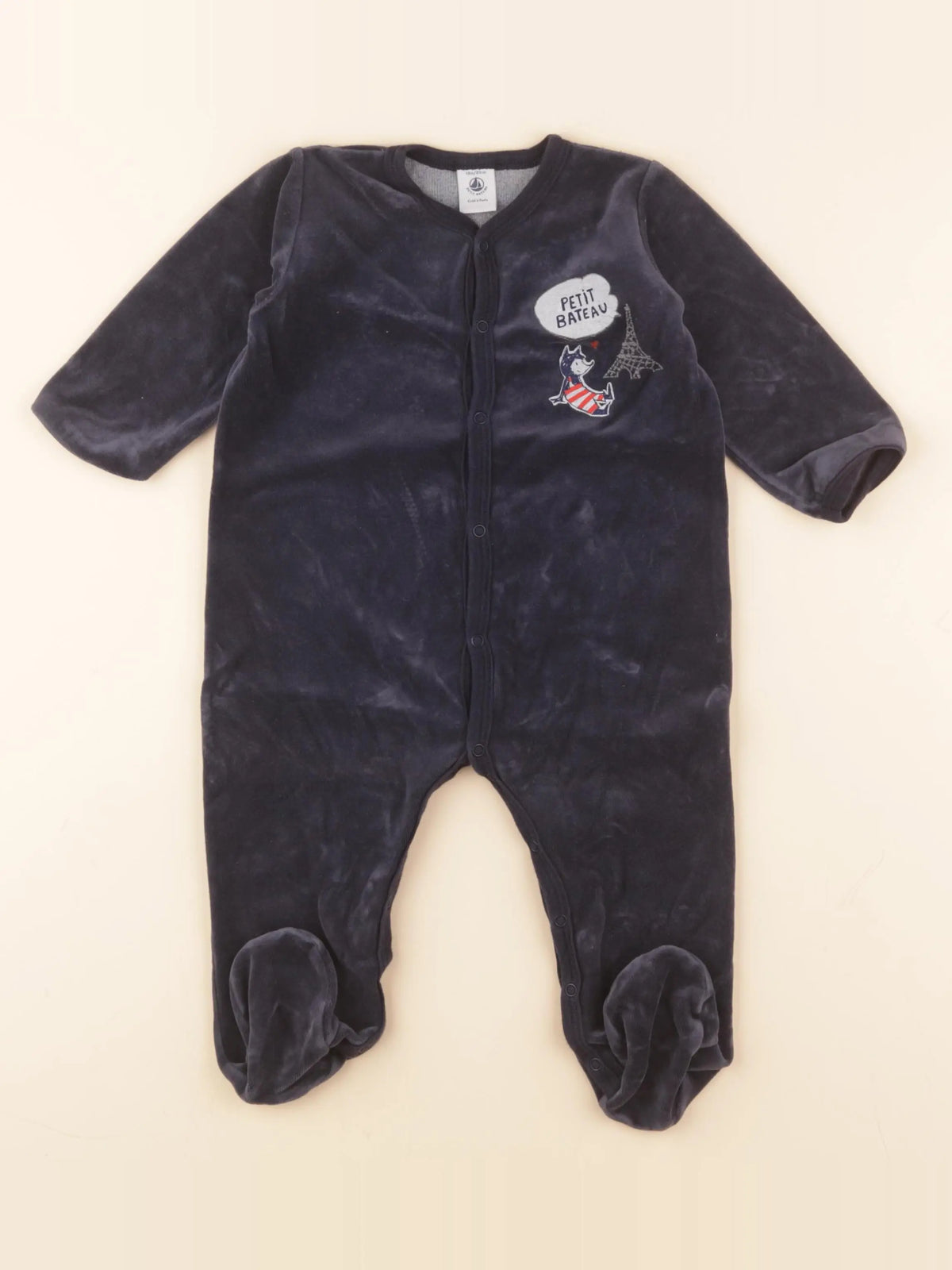 Petit Bateau - pyjama velours bleu - 18 mois