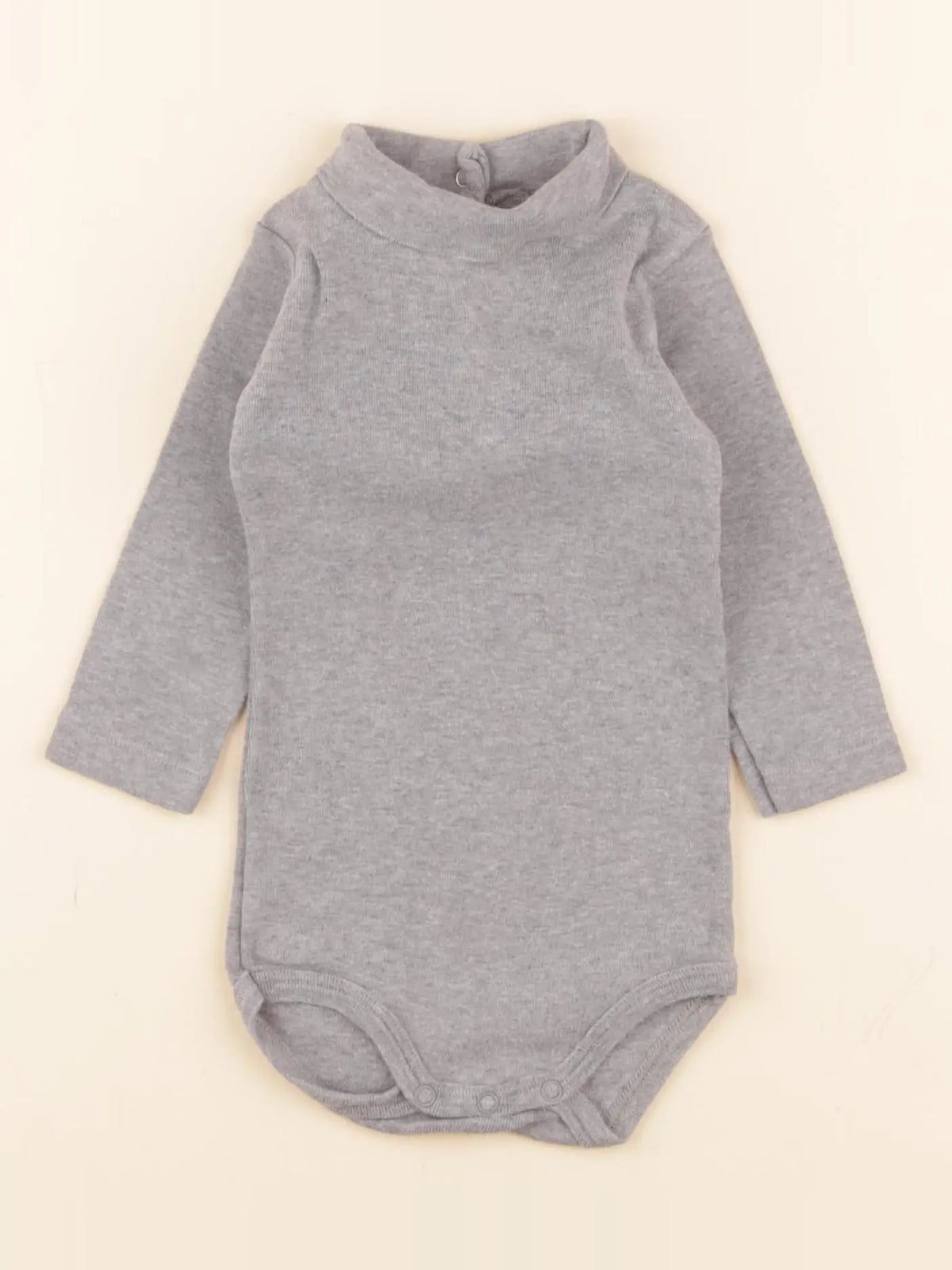 Petit Bateau - body à col gris - 6 mois