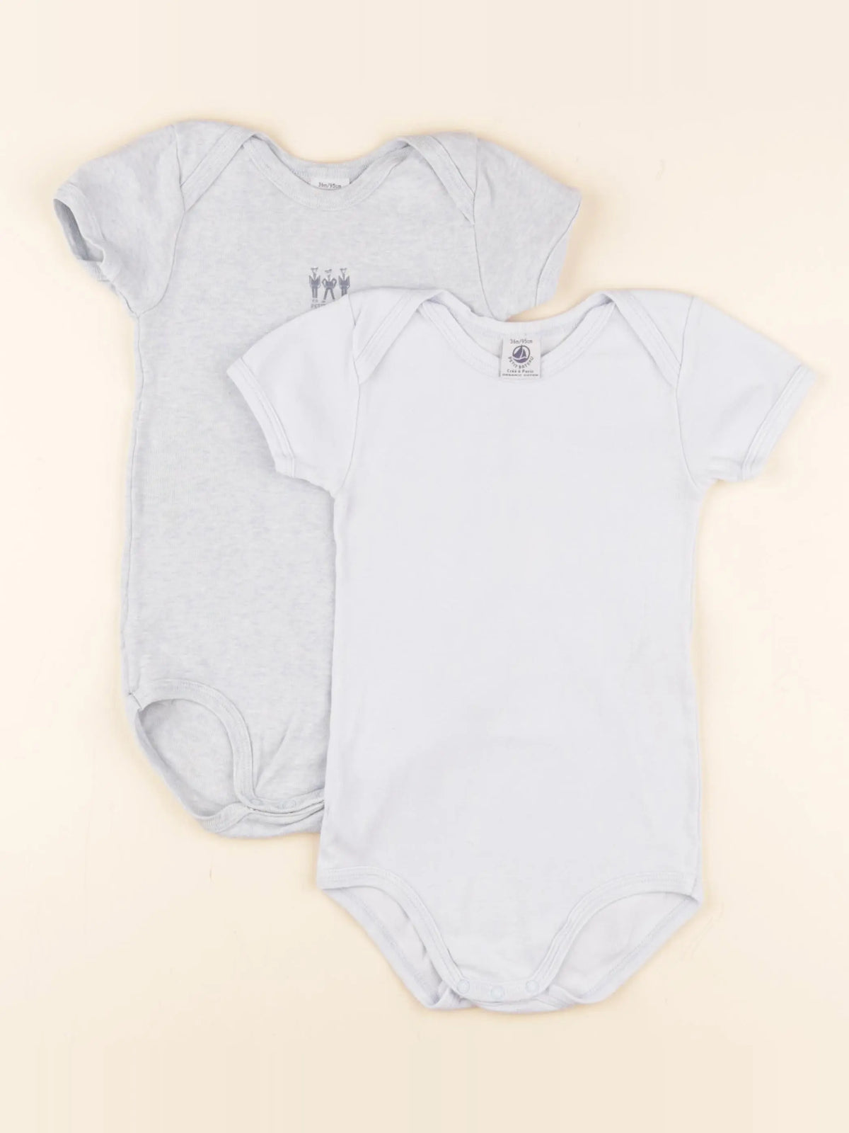 Petit Bateau - lot de 2 bodies en coton bleu - 36 mois