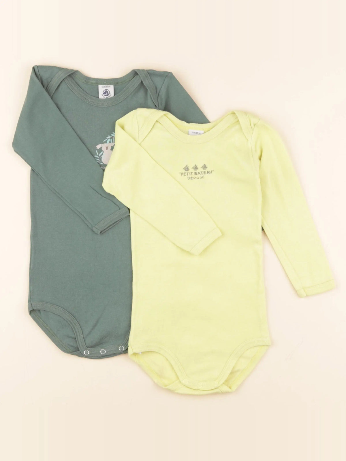 Petit Bateau - lot de 2 bodies en coton jaune - 18 mois