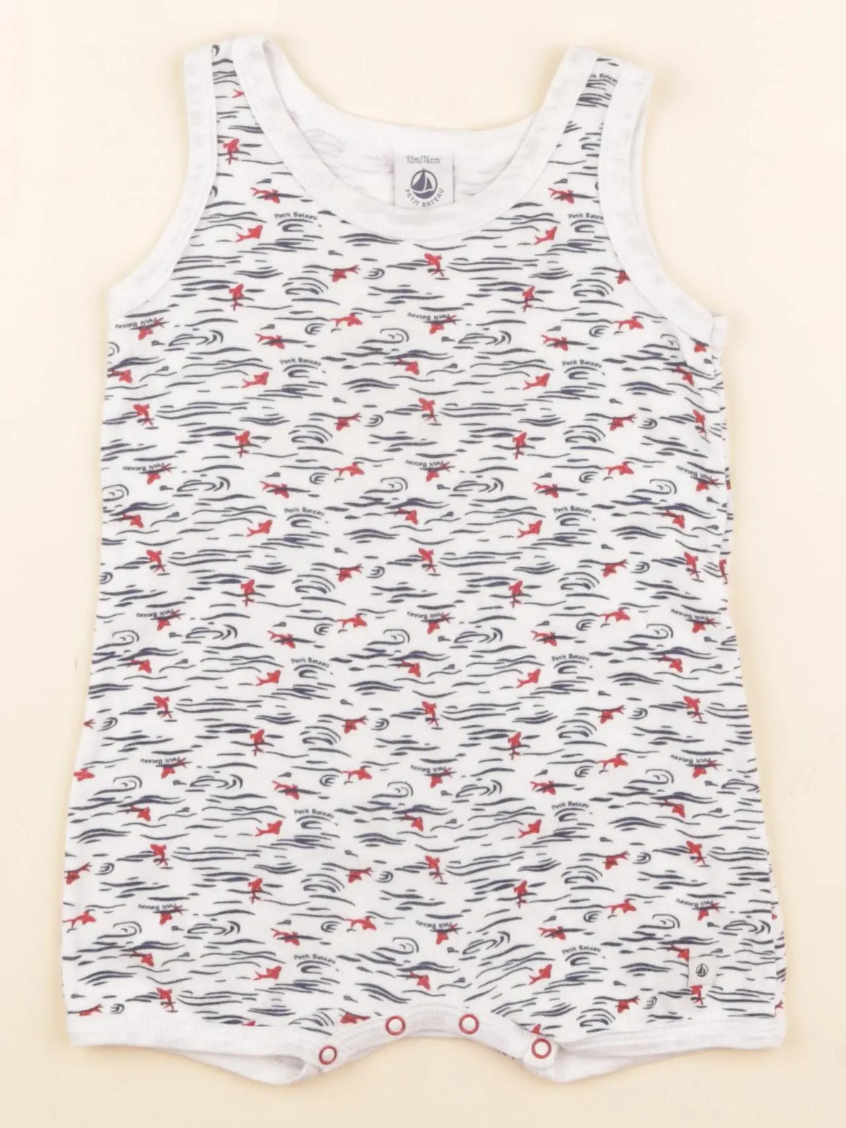 Petit Bateau - pyjama coton blanc - 12 mois