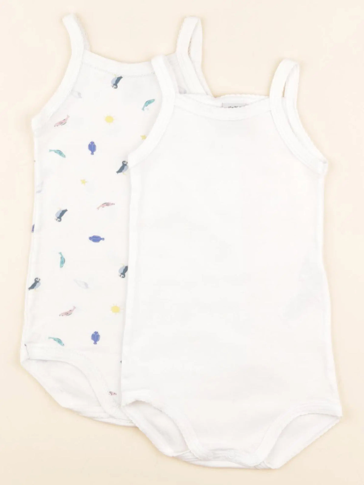 Petit Bateau - lot de 2 bodies en coton blanc - 18 mois