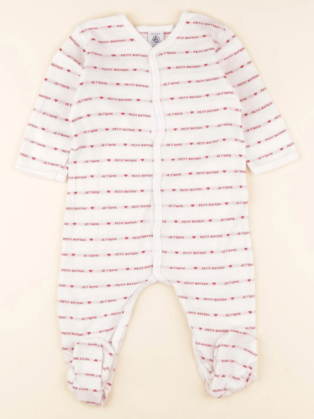 Petit Bateau - pyjama coton blanc - 12 mois