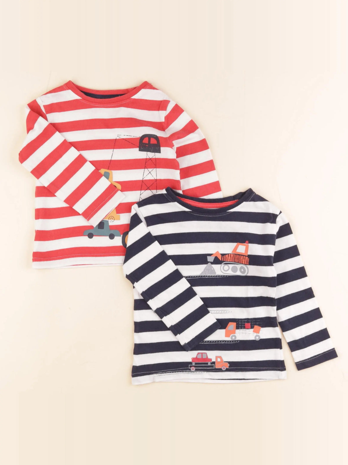 Vertbaudet - lot de 2 tee-shirts bleu, rouge - 2 ans