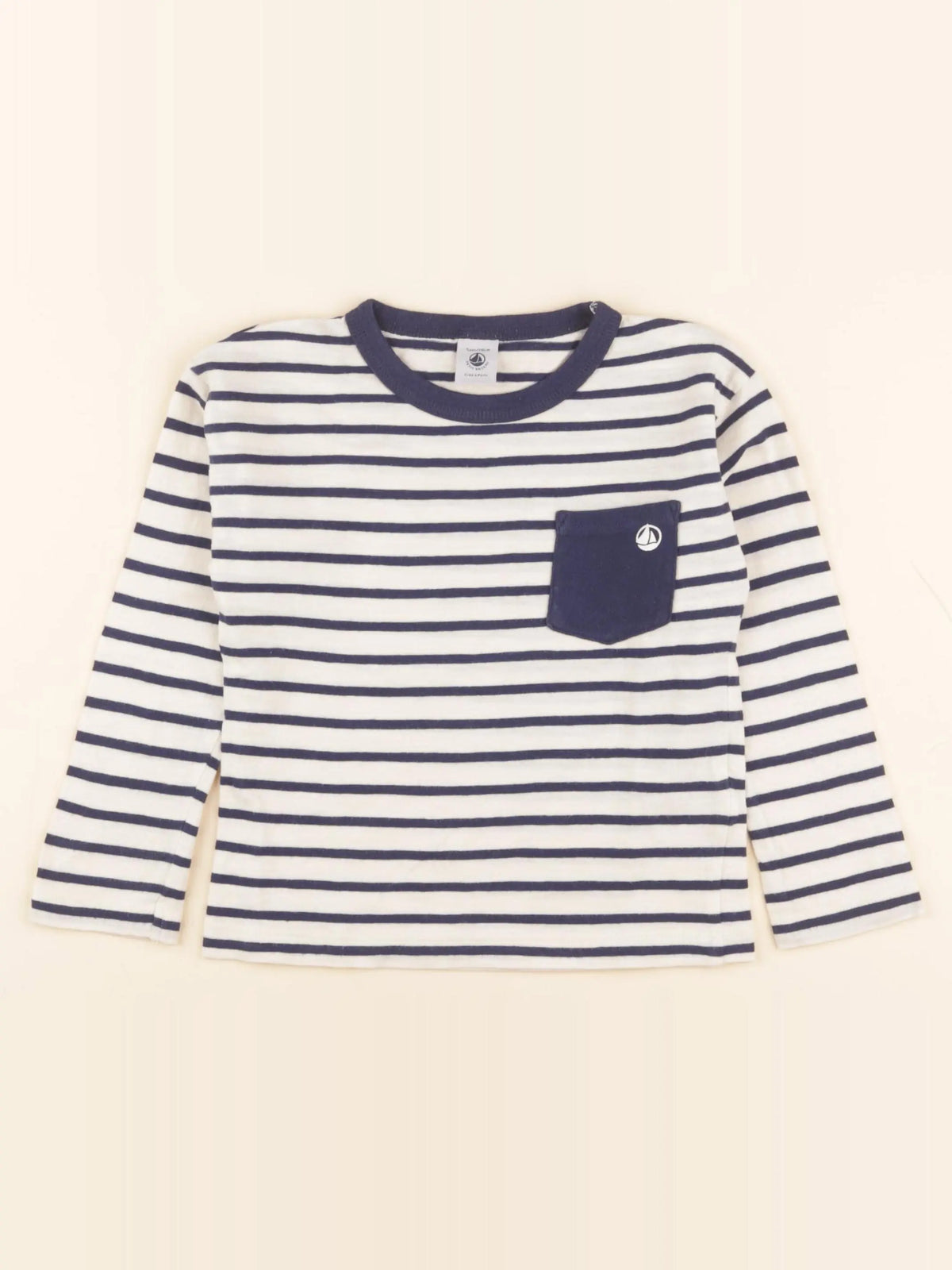 Petit Bateau - tee-shirt blanc, bleu - 5 ans
