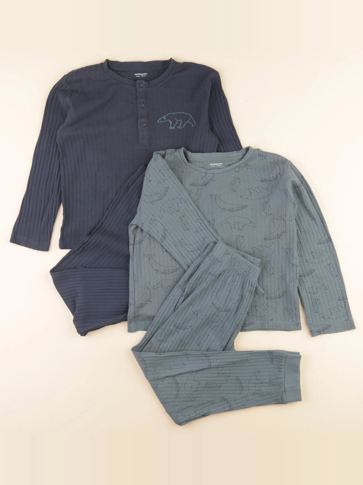 Vertbaudet - lot de 2 pyjamas coton bleu - 8 ans