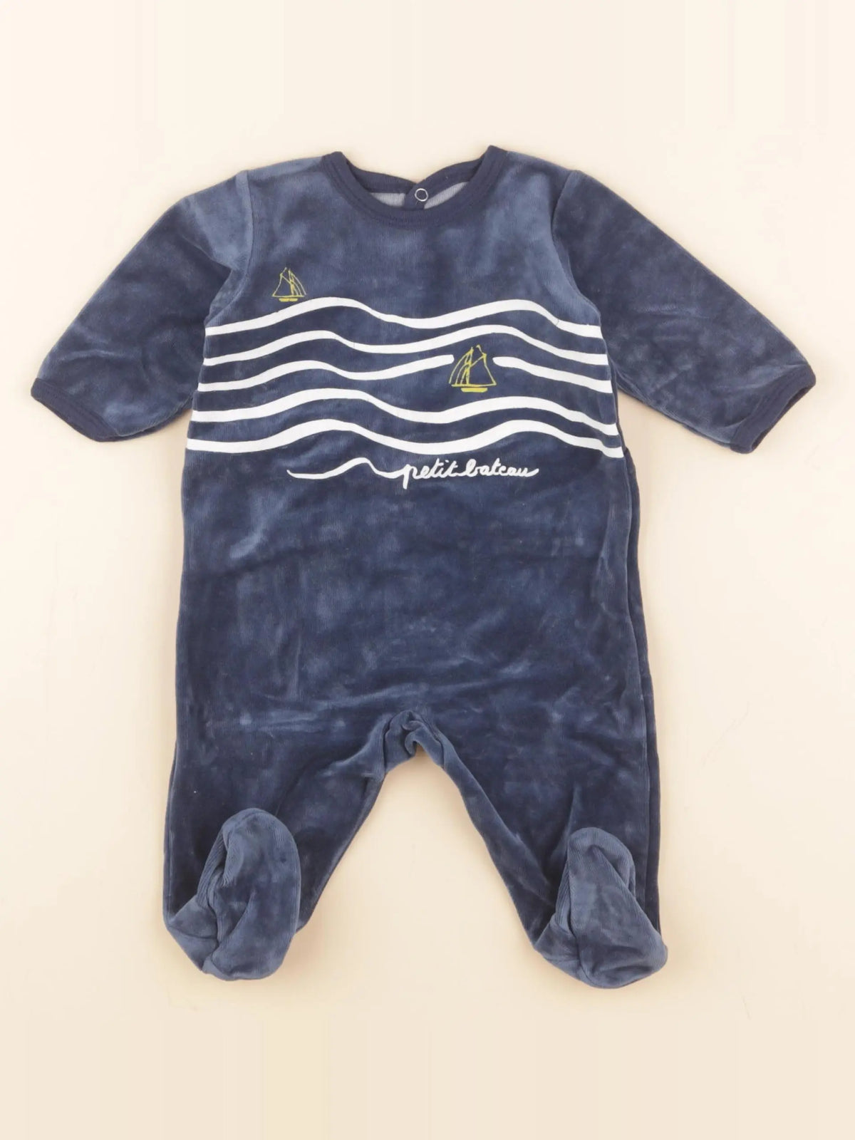 Petit Bateau - pyjama velours bleu - 3 mois