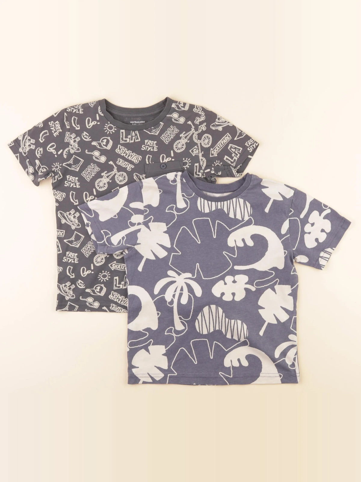 Vertbaudet - lot de 2 tee-shirts bleu, gris - 6 ans