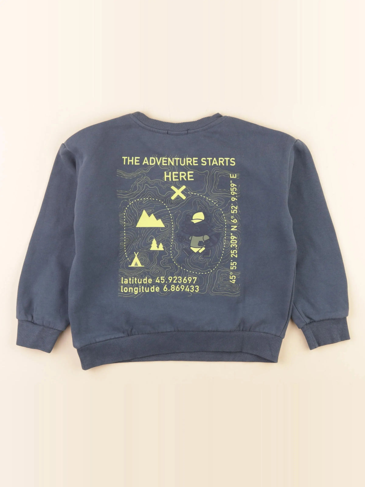 Vertbaudet - sweat imprimé au dos bleu - 6 ans