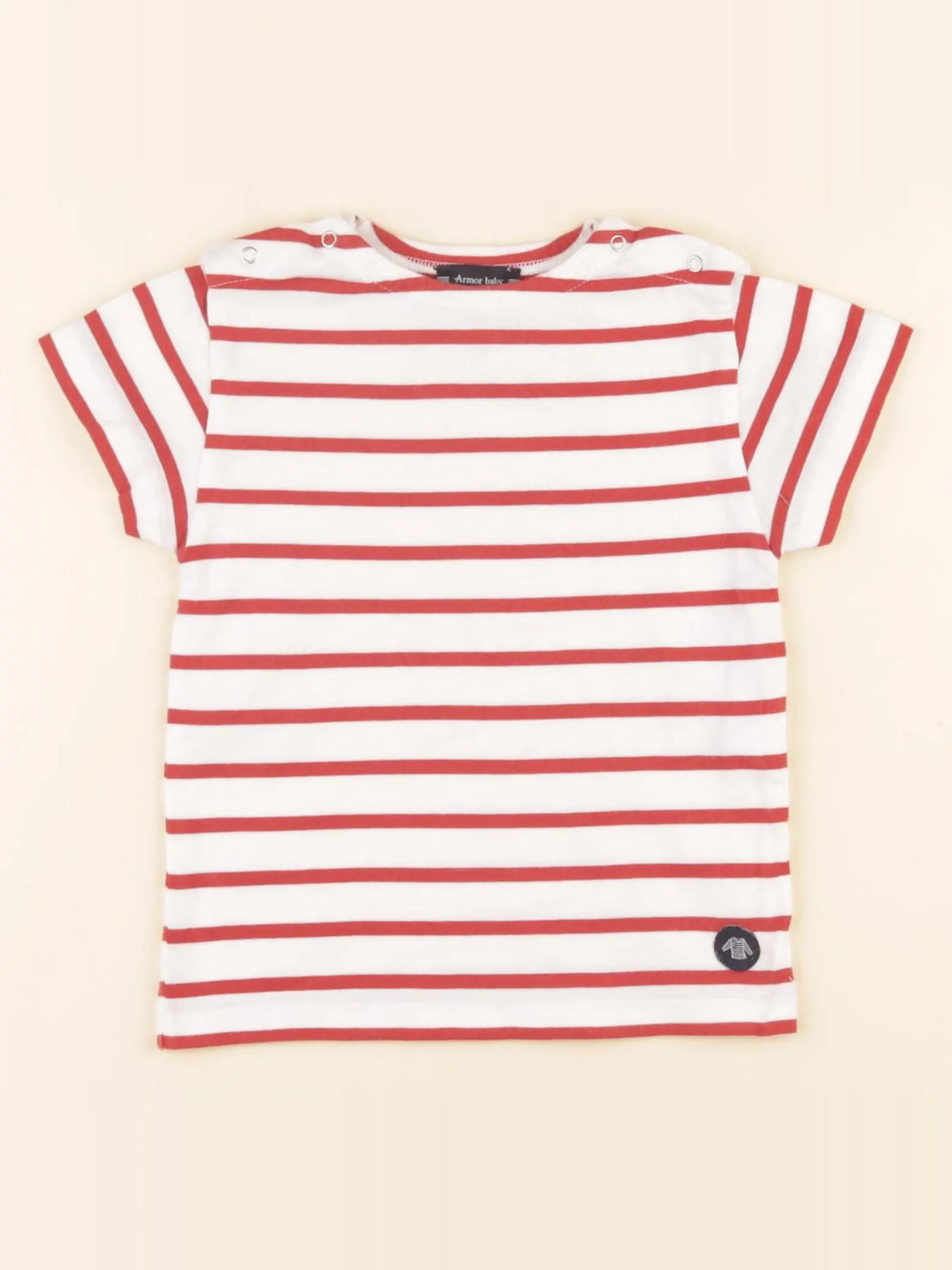 Armor Lux - tee-shirt blanc, rouge - 18 mois