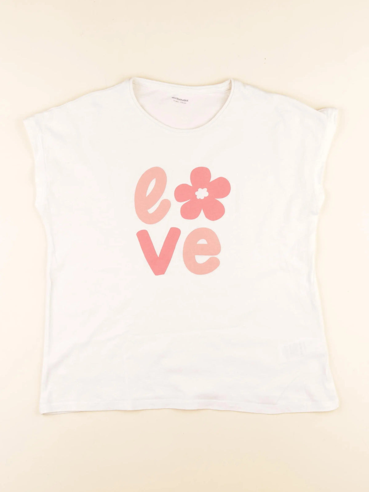 Vertbaudet - tee-shirt beige - 14 ans