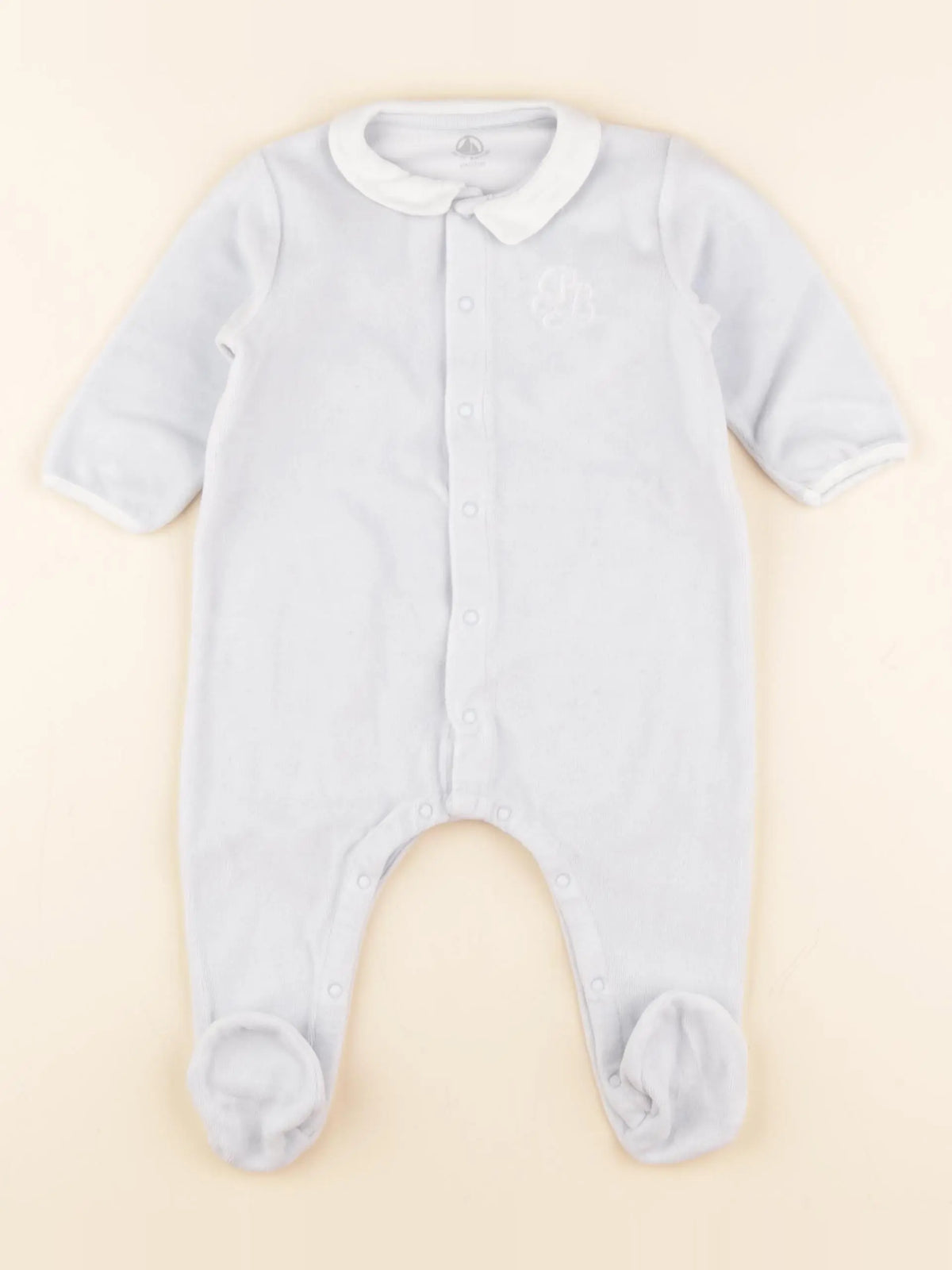 Petit Bateau - pyjama velours bleu - 6 mois