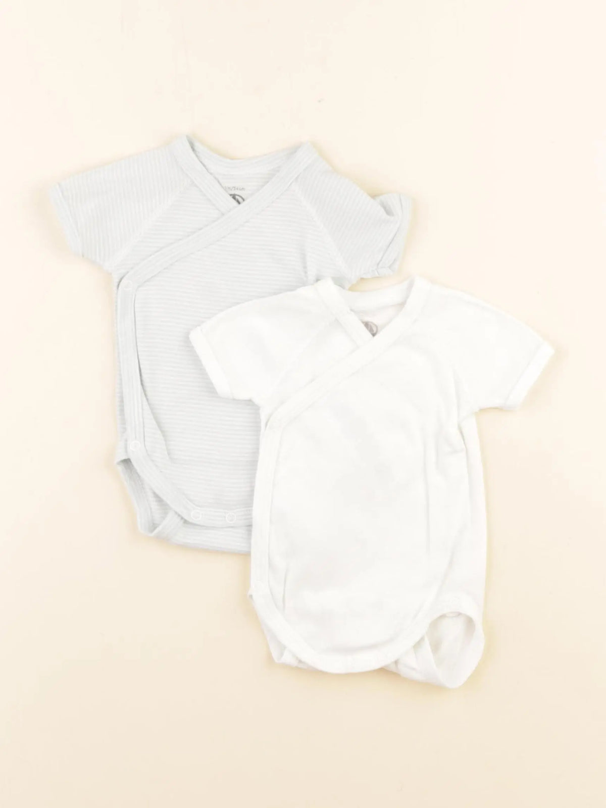 Petit Bateau - lot de 2 bodies en coton blanc, vert - 1 mois
