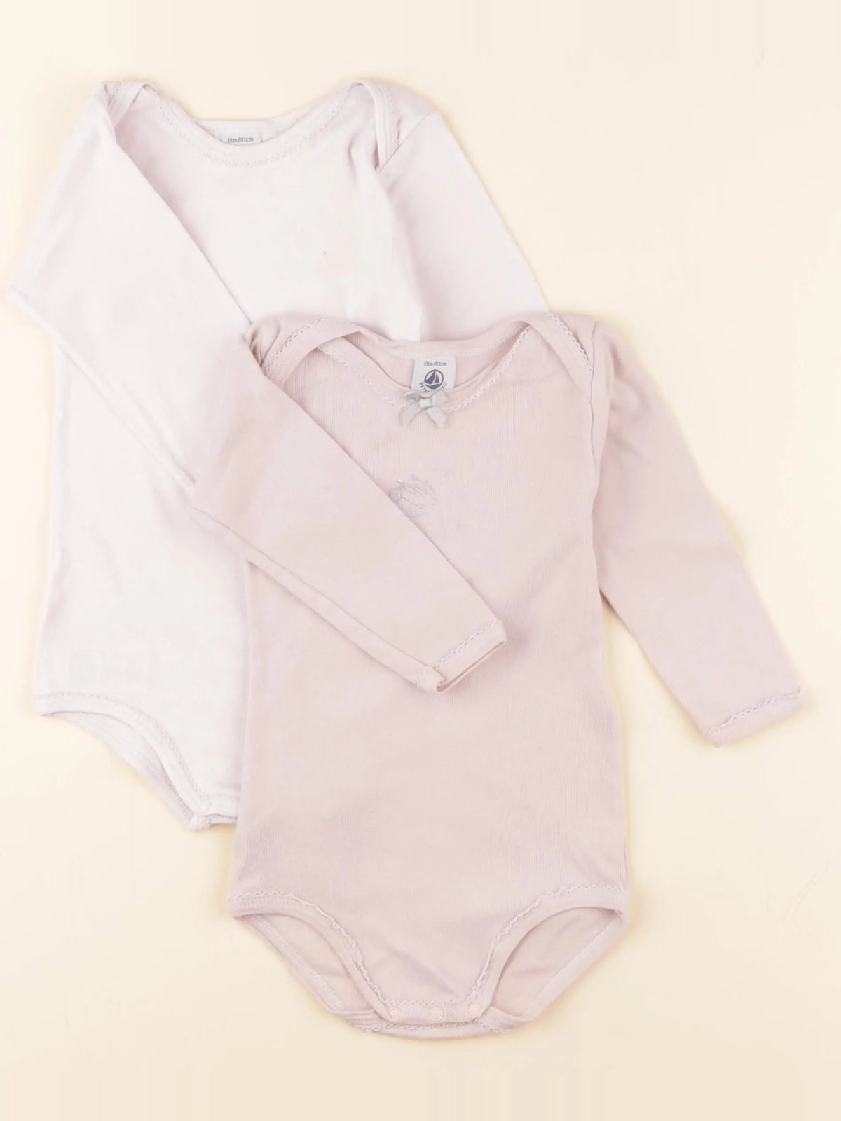 Petit Bateau - lot de 2 bodies en coton rose - 18 mois