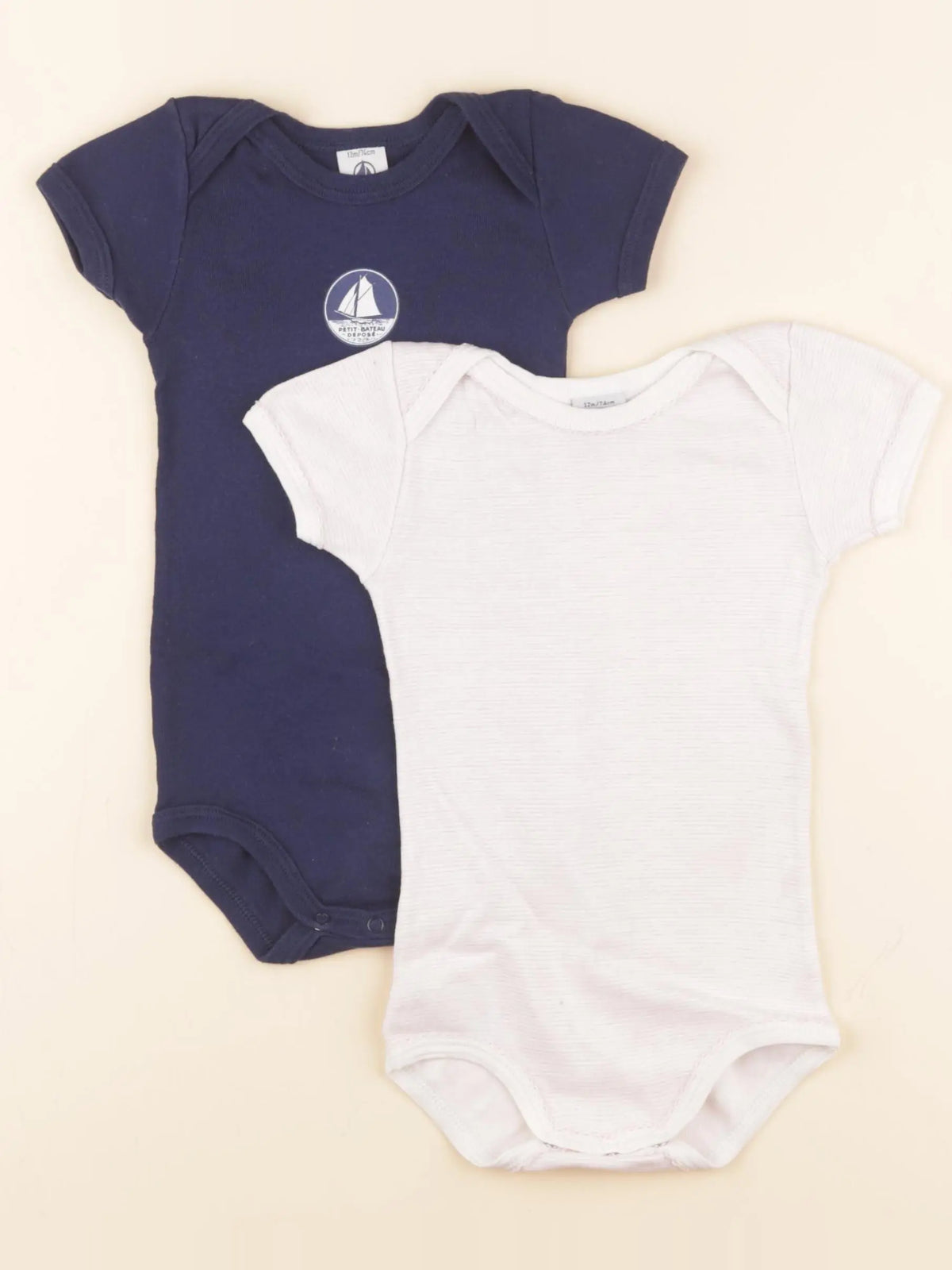 Petit Bateau - lot de 2 bodies en coton multicolore - 12 mois