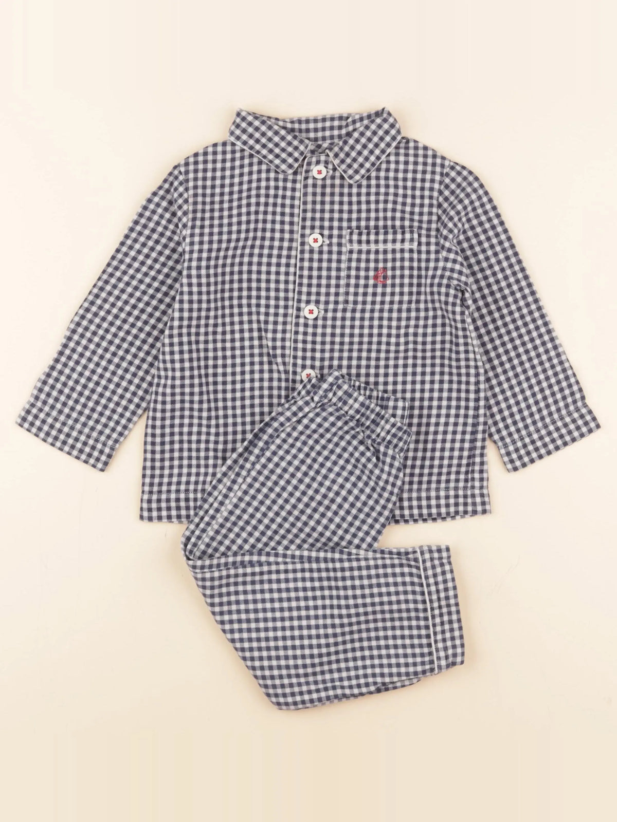 Petit Bateau - pyjama coton bleu, blanc - 2 ans