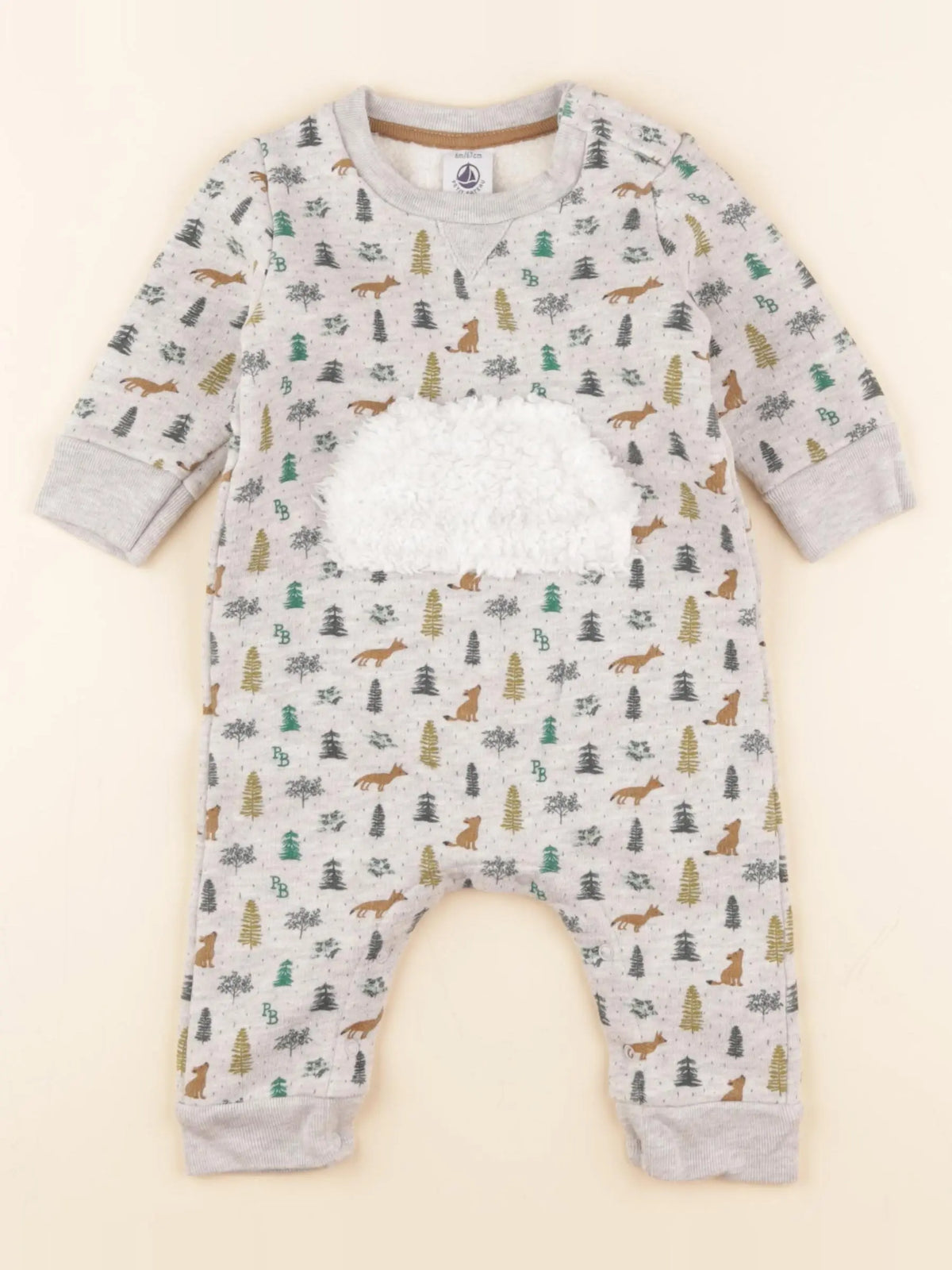 Petit Bateau - combinaison doublé coton multicolore - 6 mois