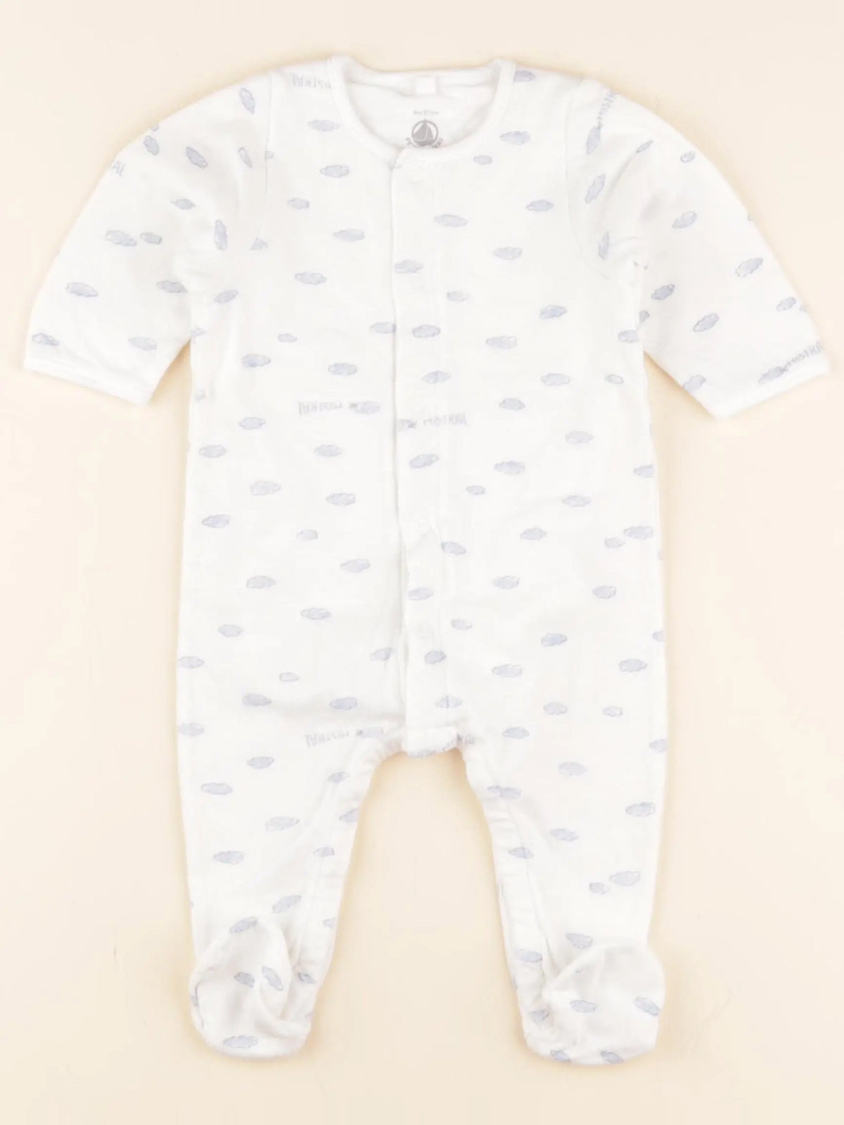 Petit Bateau - pyjama coton bleu, blanc - 6 mois