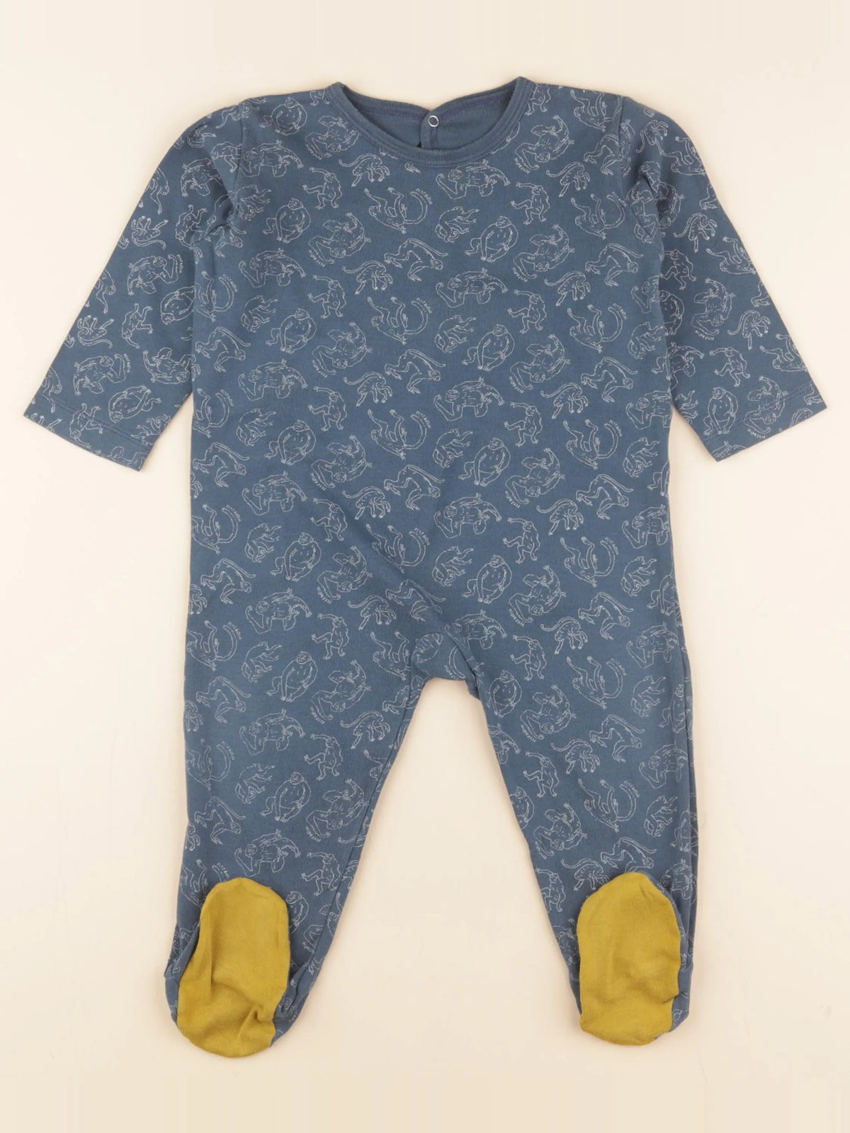 Petit Bateau - pyjama coton bleu, jaune - 18 mois