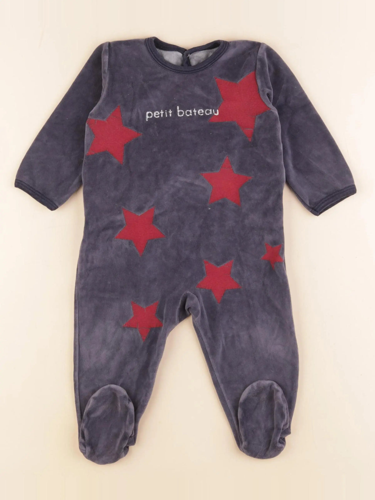 Petit Bateau - pyjama velours bleu - 12 mois