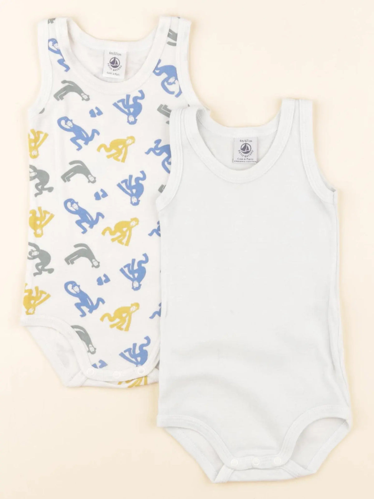 Petit Bateau - lot de 2 bodies en coton multicolore - 6 mois