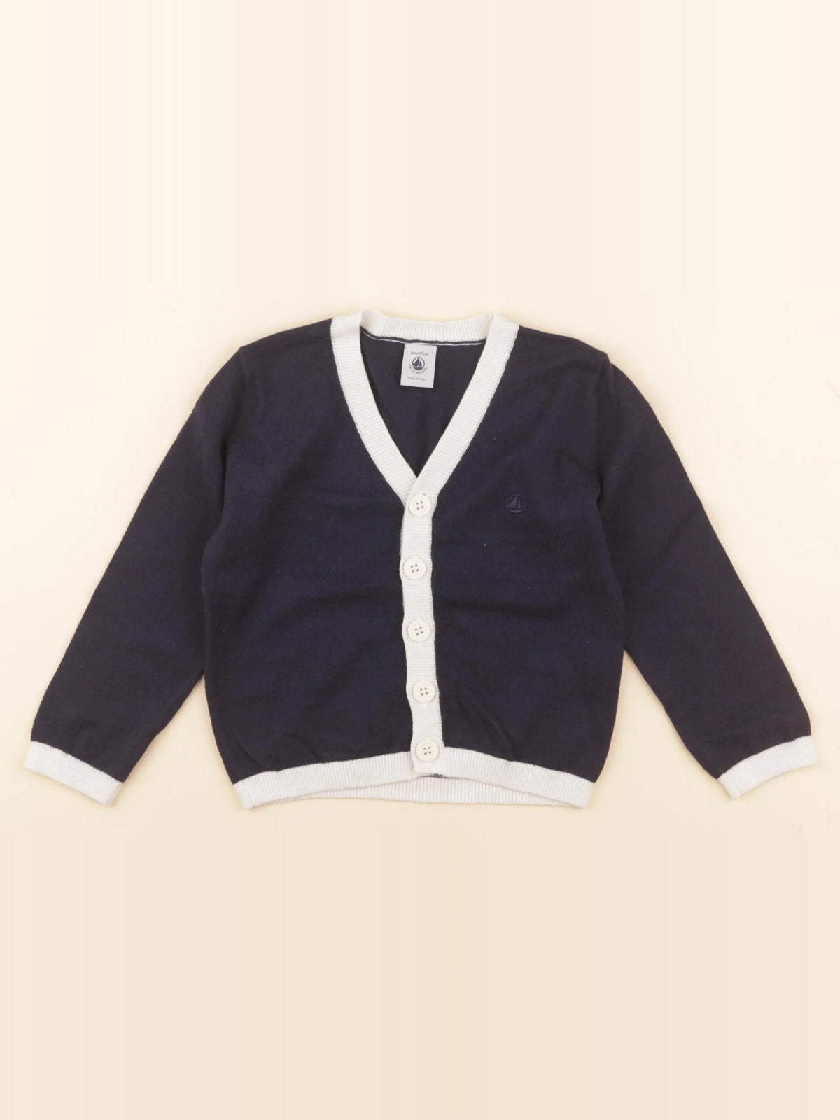 Petit Bateau - gilet blanc, bleu - 3 ans
