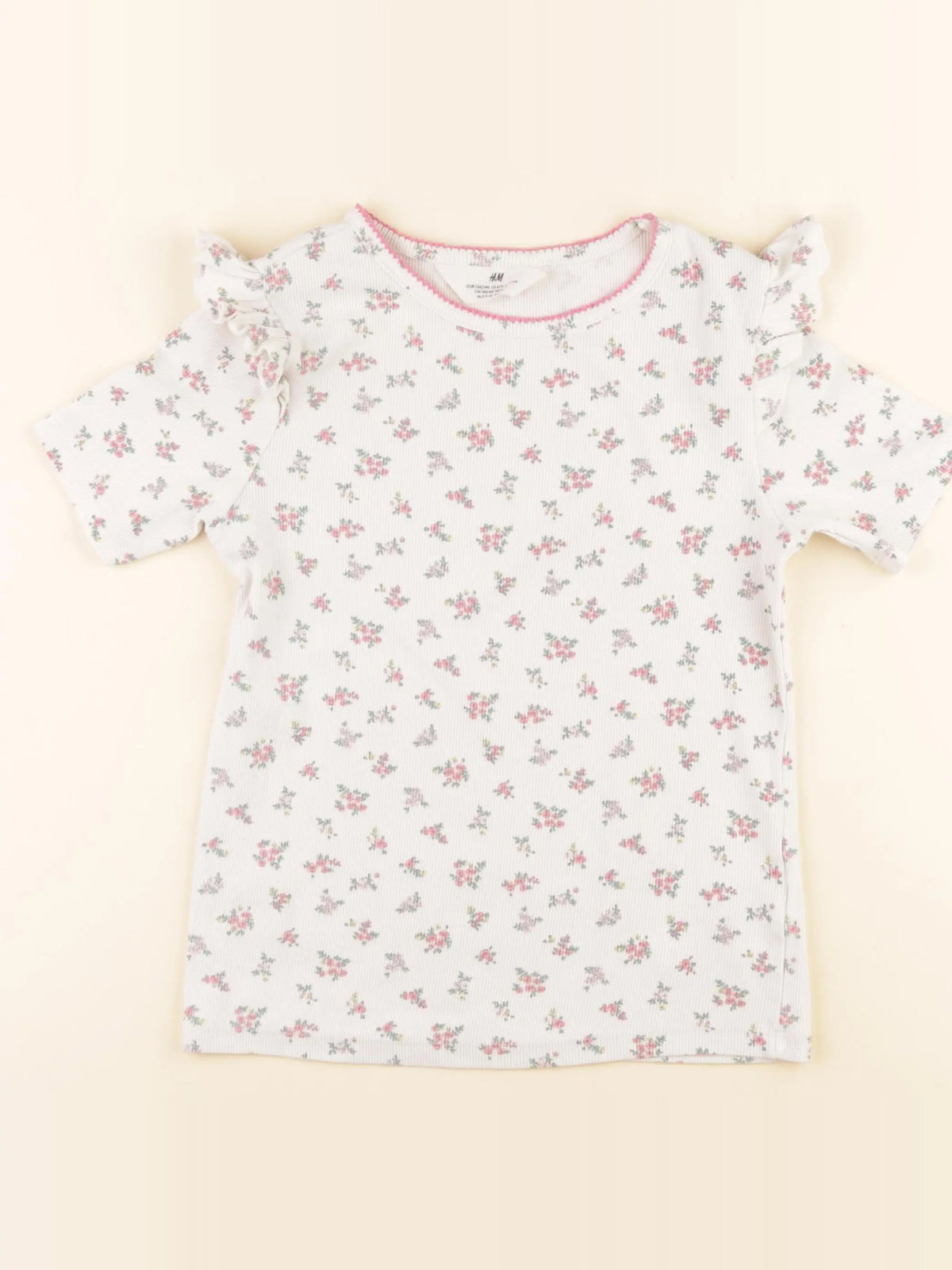 H&M - tee-shirt beige - 8/10 ans