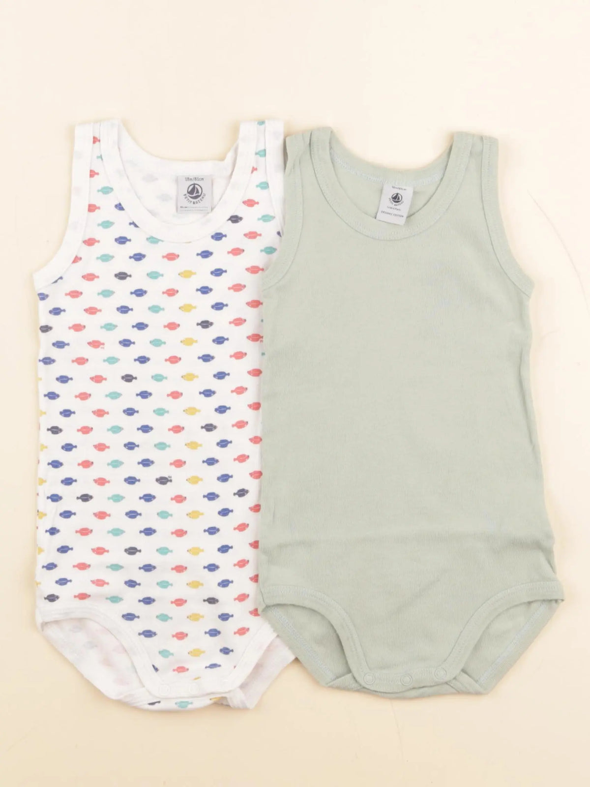 Petit Bateau - lot de 2 bodies en coton multicolore - 18 mois