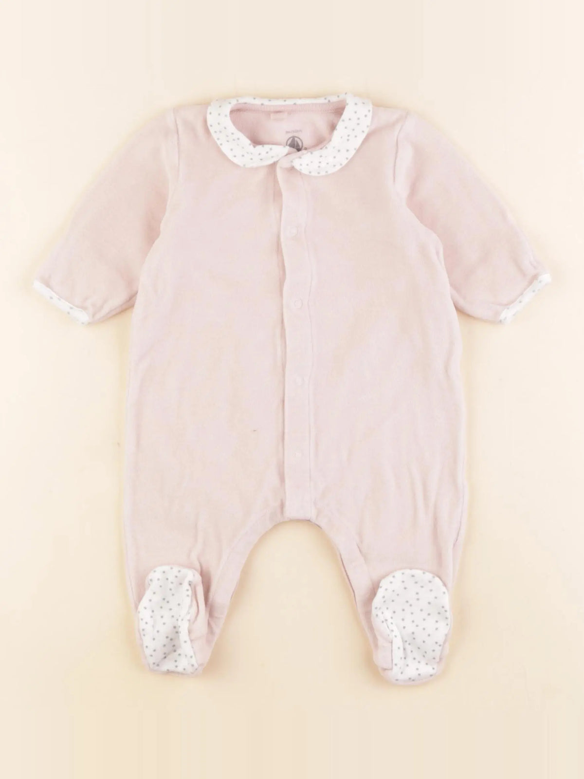 Petit Bateau - pyjama velours rose - 3 mois