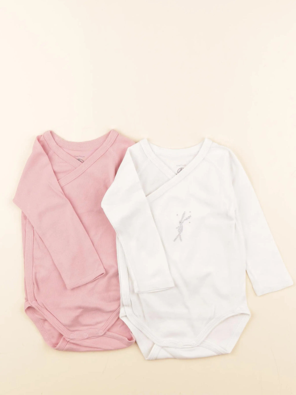 Petit Bateau - lot de 2 bodies en coton blanc, rose - 12 mois