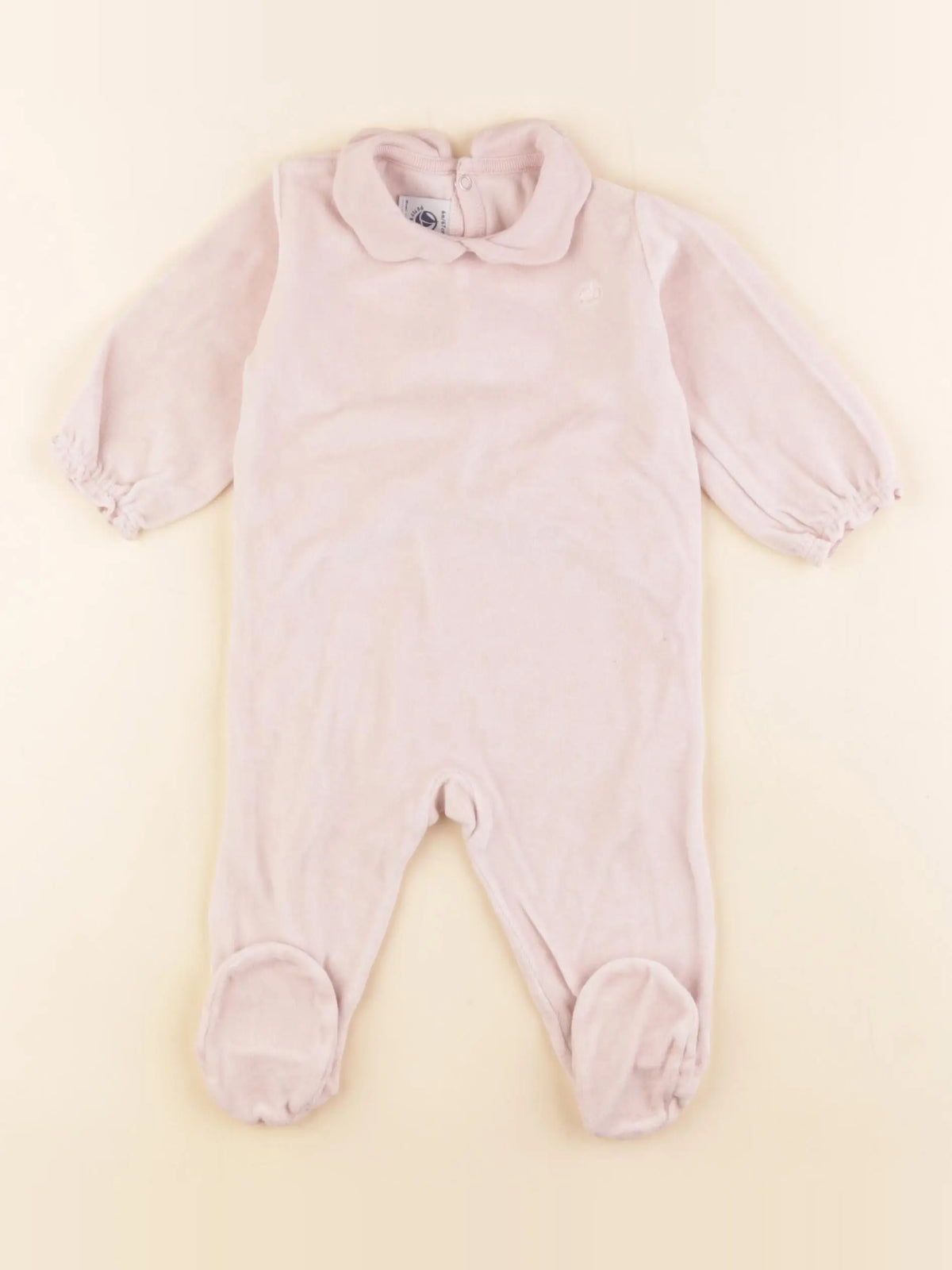 Petit Bateau - pyjama velours rose - 6 mois