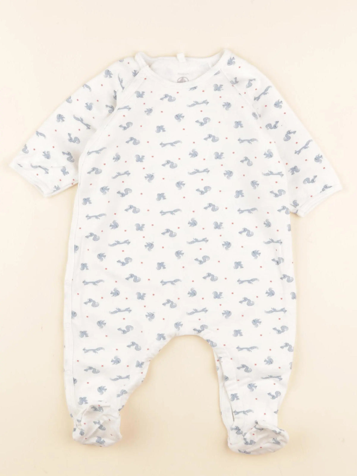 Petit Bateau - pyjama coton blanc, bleu - 6 mois